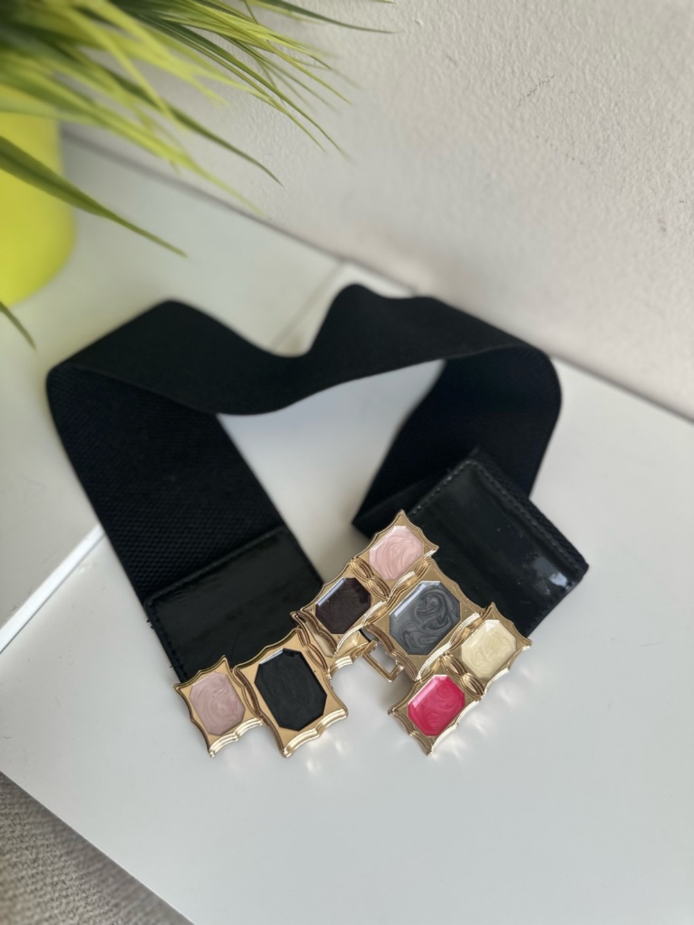 Dynamite | Elastic Waist Belt with Multicolor Gem